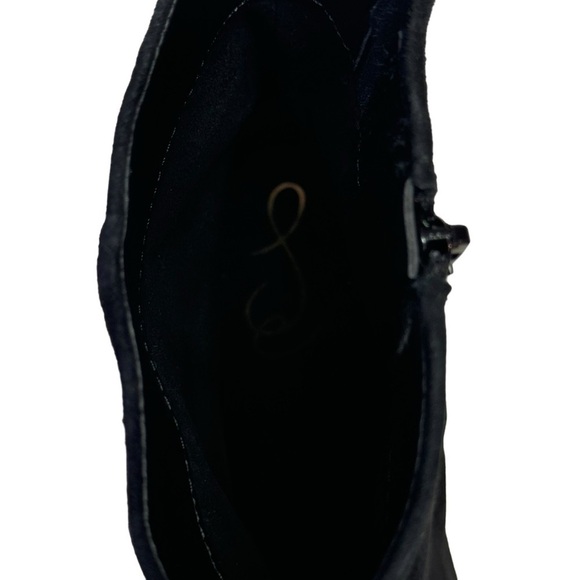 Sam Edelman Boots Womens Size 11 Black Cowhide Suede Jaye Chunky Heel Booties - Picture 7 of 9